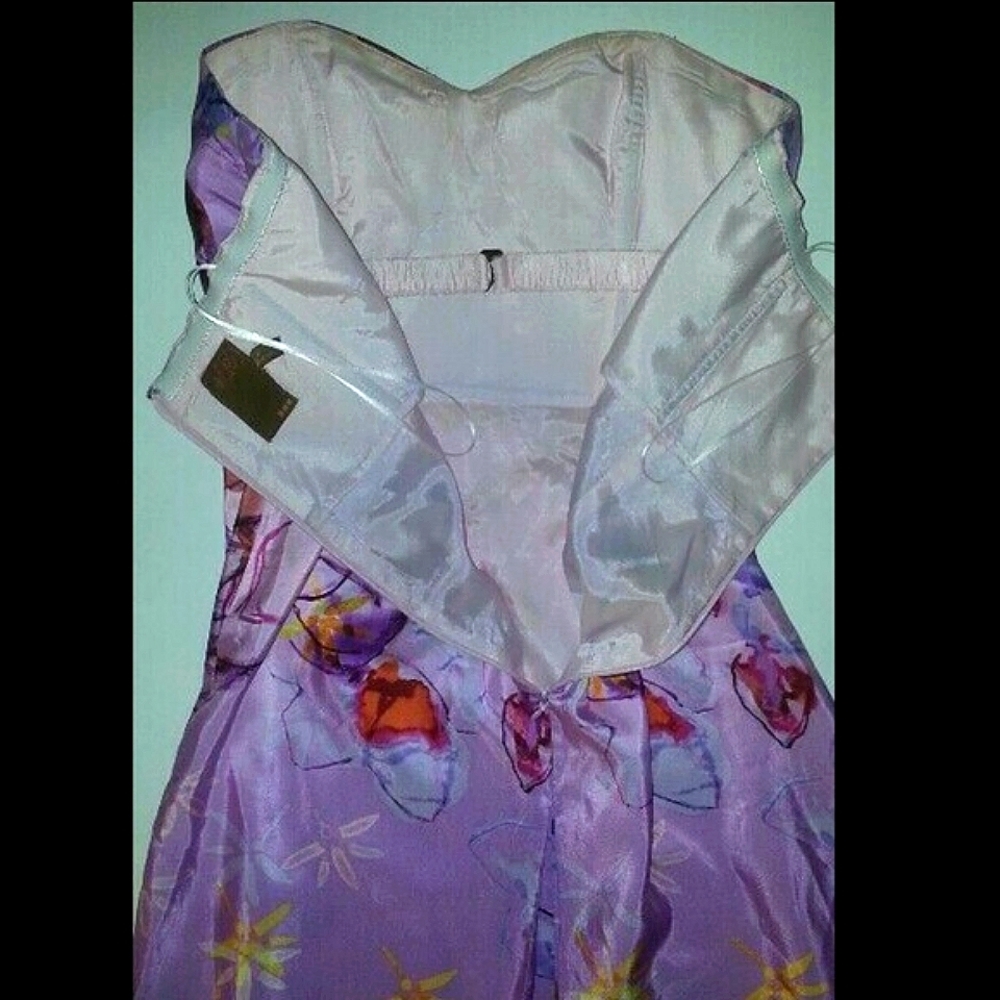 ALI RO Silk Floral Tube Mini Dress BARBIE Style Pink Travel Wardrobe S - Picture 4 of 8